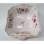 A 19th century Flight Barr Barr porcelain rectangular lobed bowl with scallop shell handles and with