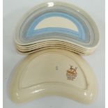 A set of six Susie Cooper banded ware entree dishes No.633, width 20cm.