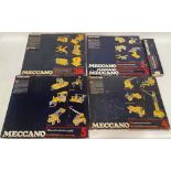 Six Meccano sets, including 395 Part Set No.5/3M/2/3/4/2X.