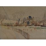 NORMAN BUCHANAN (1910-2004) St. Leonard's Church, Lechlade Watercolour Signed and dated 1947 27 x 37