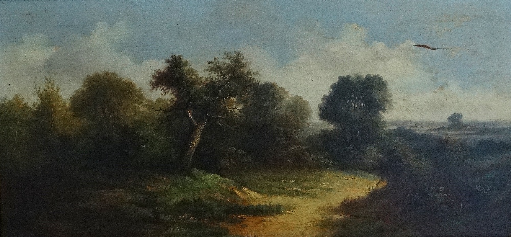 A. STONE 19th Century English School A Rural Landscape Oil on canvas Signed 28 x 59cm