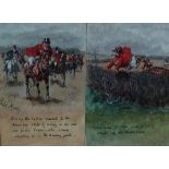 GEORGE FINCH MASON (1850-1915) Humorous Hunting Scenes Watercolours, two in one frame Signed and