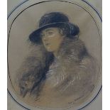 JEAN JACQUES BERNE-BELLECOUR (1874-1939) Portrait of a Fashionable Lady Heightened charcoal Signed