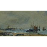 THOMAS BUSH HARDY (1842-1897) A Harbour View Watercolour Signed 14 x 24cm