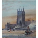 FREDERICK WILLIAM SCARBOROUGH (1860-1939) Westminster London Watercolour Signed 34 x 30cm