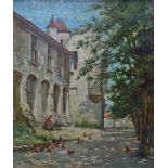 PERCY CRAFT (1856-1934) Summer Morning At A French Chateau Oil on canvas Signed Artist's label to