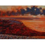 PETER READING Evening Coastal Sunset Gouache Signed and dated 2001 30 x 39m Together with a