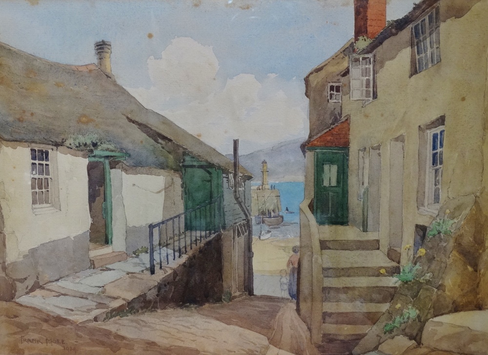 FRANK MOLE (1892-1976) A Glimpse Of St Ives Harbour Watercolour Signed and dated 1924 24.5 x 34.5cm