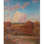 JOYCE HADDON (20th Century British) A Bucolic Landscape Oil on board Signed and dated 1931 49.5 x