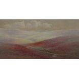CHARLES EDWARD BRITTAN (1870-1949) A Moorland Landscape Watercolour Signed 14.5 x 28cm