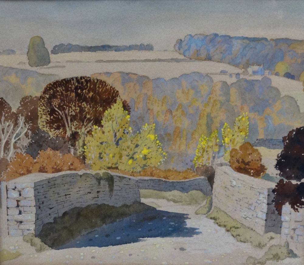 ERNEST MICHAEL DINKLE (1894-1983) The Road to the Golden Valley, Glos Watercolour Signed and dated