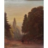 JOSEPH RHODES (1782-1855) Donkey And Figure On A Country Path Oil on panel Signed and dated 1828