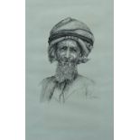 S. HELELA (XX) Three portraits of Omani men Pen Each signed and dated Two 46 x 30cm Another 36 x