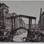 After Henry George Rushbury Canal De La Douane Marseille Etching Signed in pencil 22 x 23cm