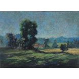 Attributed to ARTHUR L. CHERRY Farmstead In A Landscape Pencil and pastel Indistinctly signed 21 x