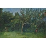 CONSTANCE PARISH (BUCHANAN) (1908-2001) The Orchard Oil on canvas laid down Signed 28 x 43cm