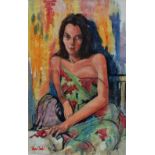 PETER CLARK Portrait Of A Lady Acrylic on canvas Signed 42 x 27cm