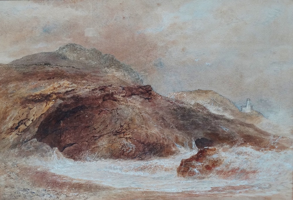 G. DODGSON (19th Century) Coastal Watercolour with Lighthouse, Signed and dated '70 34 x 49.5cm