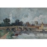 HENRY CHARLES CLIFFORD (1861-1947) A Stone Bridge Watercolour Signed 24 x 35cm