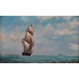 R. N. HALL (19th Century British) Tall ship at sail Oil on canvas Signed 24 x 39cm