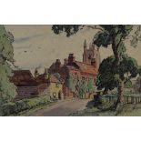 NORMAN BUCHANAN (1910-2004) Village Scene Watercolour Initialled 14 x 20cm