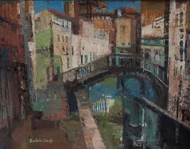 SUSHILA SINGH (1904-1999) Venice Canal Scene Oil on board Signed 34 x 44cm