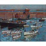 ARTHUR HAYWARD (1889-1971) A.R.R. St Ives Harbour Scene Oil on panel Signed