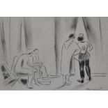 DAME LAURA KNIGHT (1877-1970) Figures In The Theatre Wings Pencil on paper Signed 19 x 28cm