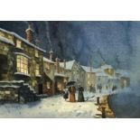 ROD PEARCE (20th Century British) Winter Lights Watercolour Signed Artist label to verso 17 x 25cm