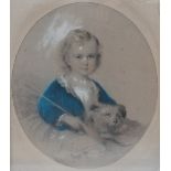 19th Century British School Portrait Of A Child Graphite and pastel Signed H Staikley 1867 Oval 46 x