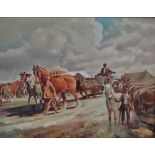 Follower of Alfred Munnings The Horse Fair Oil on canvas 51 x 65cm