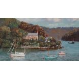 NANCY BAILEY (1913-2012) Malpas On The Fal Oil on canvas Signed Title to verso and with No. 5574