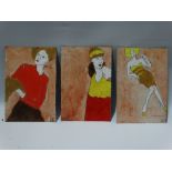 BEN CARRAVICK (b.1980) Three portrait studies Mixed media Each signed 29.5 x 20cm