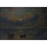 E.G. AMBLER Shipping By Moonlight Oil on canvas Signed and dated indistinctly 24 x 34cm