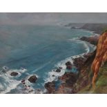 ROBERT JONES (b.1943) Cornish Coastal Landscape Oil on board Signed and dated '95 52 x 69cm