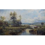 M. M. JACOBS On A Tributary Of The Trent, Nr. Nottingham Oil on canvas Signed 29.5 x 50cm