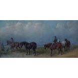 Irish School Leading Horses To Market Oil on board 20 x 39.5cm