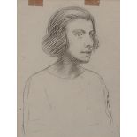 Attributed to Frank Jameson Portrait Of A Young Woman Pencil 20 x 15cm Together with an early 20th