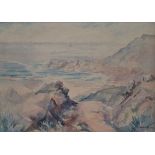 DORA JOHNS (20th Century) Coastal Landscape Watercolour Signed 27 x 37cm