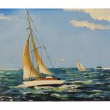 A. MACE Yachting In Carbis Bay Oil on board Signed 30.5 x 37cm