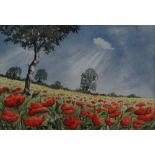 BRYAN HAYES (XX) Poppies Watercolour Signed 20.5 x 29.5cm