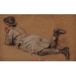 SIR ERNEST ALBERT WATERLOW R.A. (1850-1919) Boy Reclining Charcoal and pastel Signed to verso The