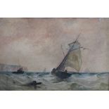 JOHN O'BRIEN EGAN Shipping On Rough Seas Watercolour Signed and dated 1872 23 x 34cm