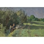 NORMAN BUCHANAN (1910-2004) Happy Days Oil on canvas laid down Signed 29 x 43cm