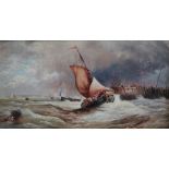 S. STONE (19th Century British) Coastal Shipping In A Squall Oil on board Signed and dated 1912 25 x