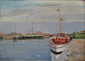 PAUL MATHIEU (1872-1932) French Harbour Scene Oil on board Signed 38 x 53cm