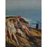 Attributed to Arthur Royce Bradbury Bathing Girls On The Rocks Oil on canvas, lined