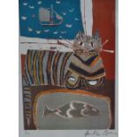 HEATHER BRAY (XX-XXI) Cat's Dinner Limited edition print 11/12 Signed 25 x 17.5cm