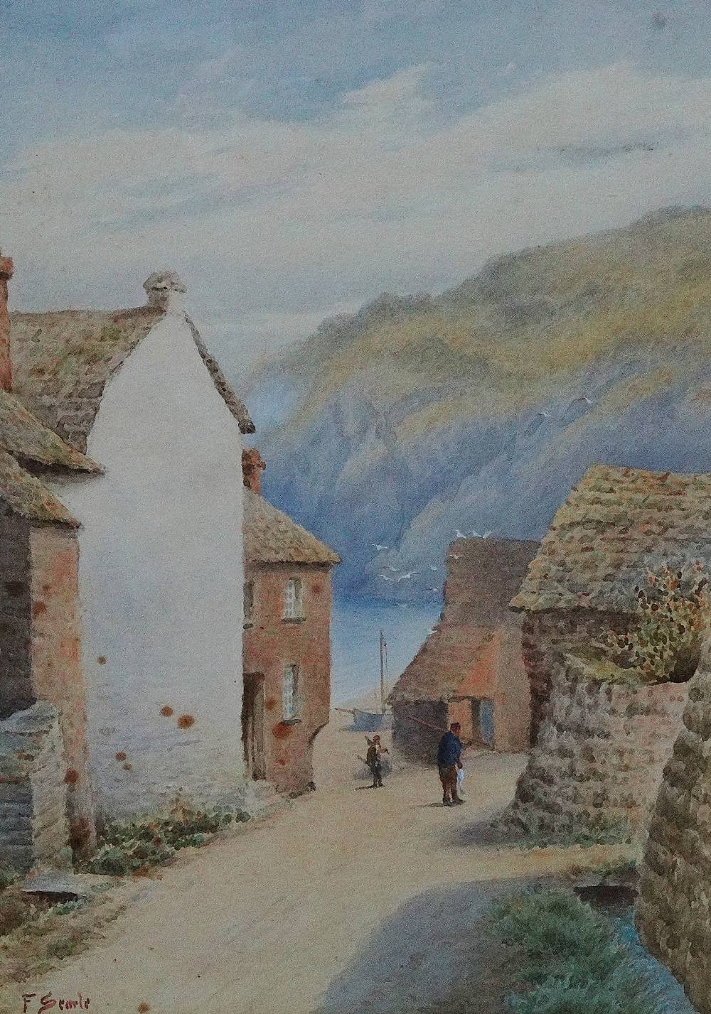 F. SEARLE Polperro From The Bridge and Goran Haven Watercolours, a pair Both signed Each 33 x 23.
