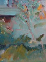 ROSE HILTON (1931-2019) A.R.R. Spring Tree Oil on board Signed and inscribed to verso 28.5 x 21cm